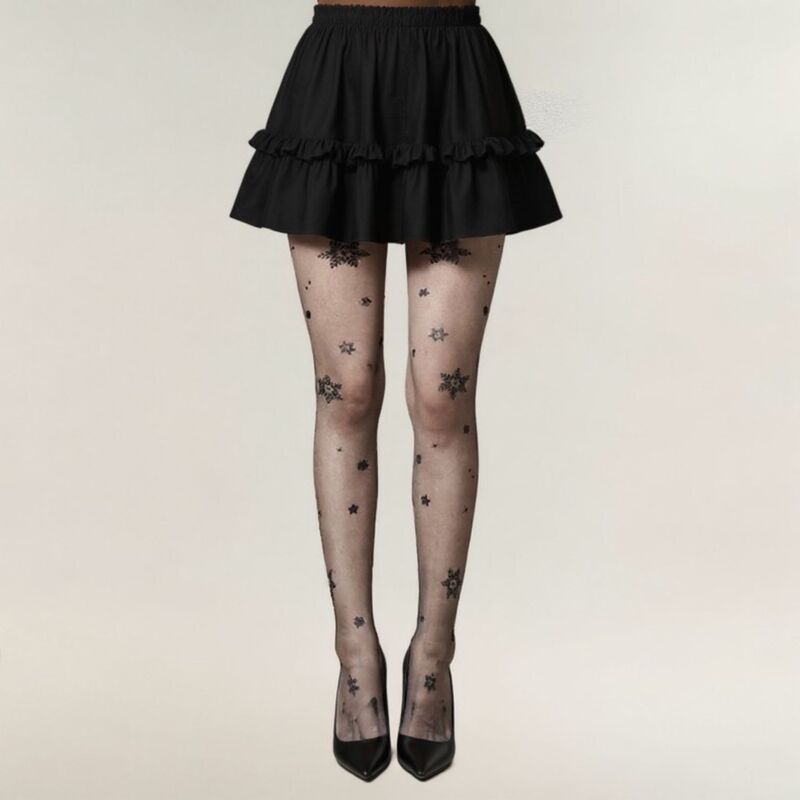 アンナカシ レディース アンダーお召しもの ソックス シアー Anna-Kaci Women\u0027sheer Tights with Glitter Star Pattern Design Black 黒いこと