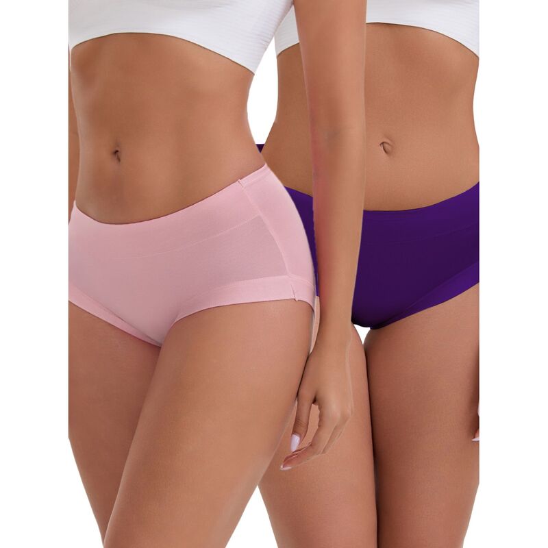 インスパイア 今めかしい レディース アンダーお召しもの ズボン下 綿織物 INSPIRE CHIC Women\u0027s Mid-Waisted Modal Underwear Solid Cotton Full Coverage Briefs 2 Packs Dark Purple Khaki カーキ
