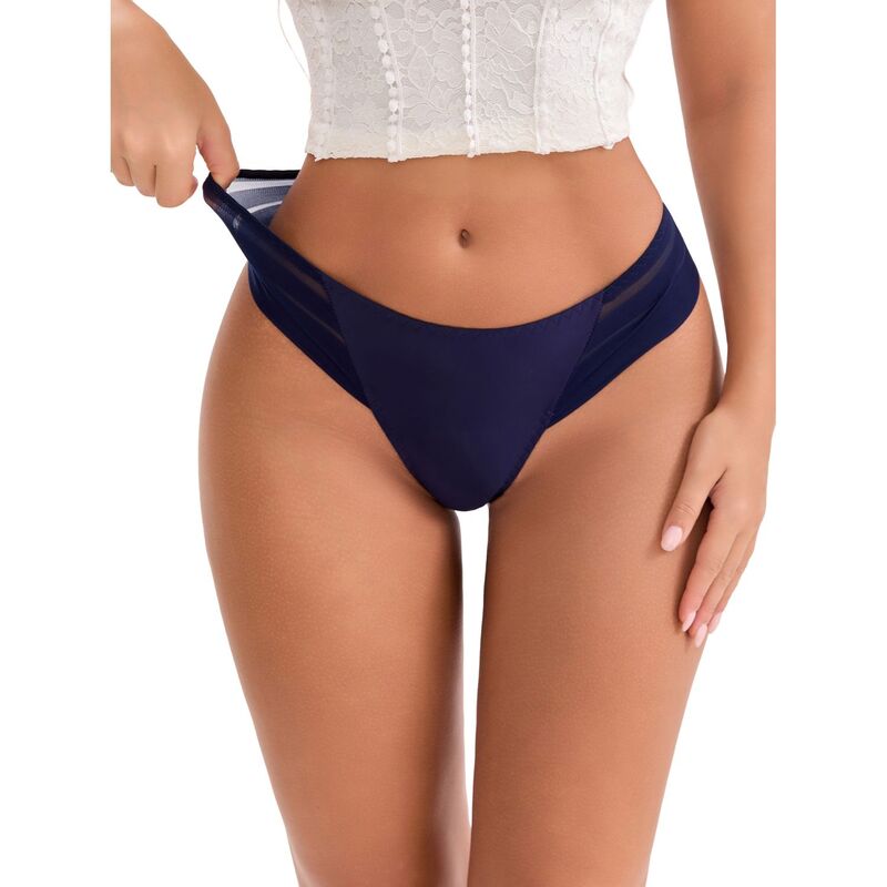 インスパイア 今めかしい レディース アンダーお召しもの ズボン下 ローライズ 絹地 スピード競技 INSPIRE CHIC Women\u0027s Low Rise Ice Silk Lacelastic Thong Striped Breathable Seamless Underwear Blue 青色