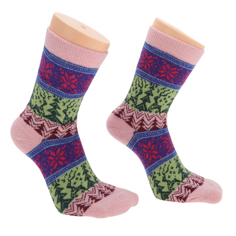 ユニークバーゲンズ レディース アンダーお召しもの ソックス Unique Bargains Women\u0027s Retro Rhombus Pattern Winter Warm Socks Multicolor 5 Pair Multicolor マルチ色合い