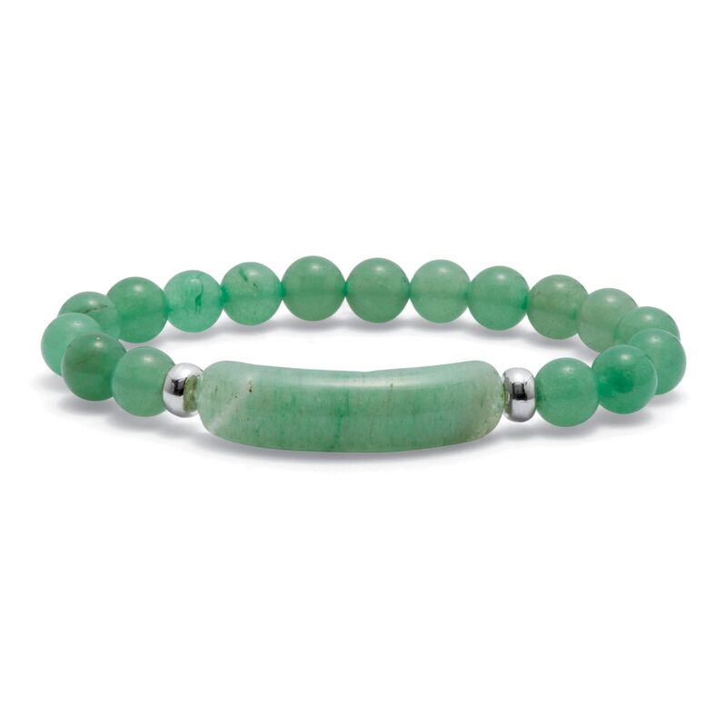 パームビーチジュエリー レディース アクセサリー ブレスレット・バングル・アンクレット PalmBeach Jewelry Genuine Green Aventurine Silvertone Beaded Stretch Bracelet 7-inch Length Green グリーン｜ReVida 店