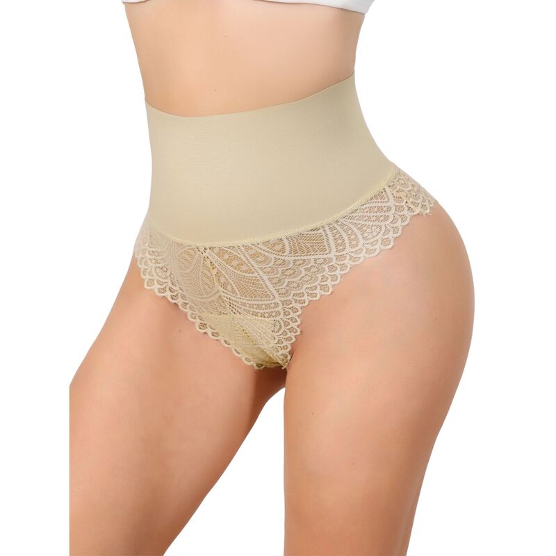 インスパイア 今めかしい レディース アンダーお召しもの ズボン下 スピード競技 INSPIRE CHIC Women\u0027s High Cut Lace Tummy Control Thongs Waistrainers Panties Beige ベージュ