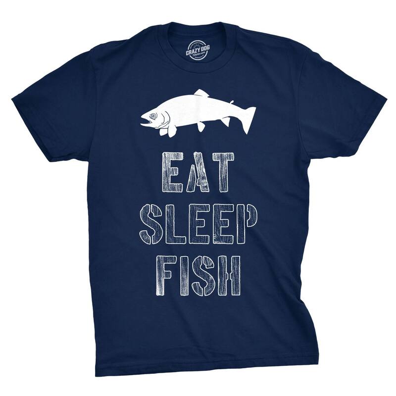 クレイジードッグ Tシャツ レディース トップス Crazy Dog T-Shirts Mens Eat Sleep Fish T Shirt Funny Sarcastic Novelty Fishing Lover Gift for Dad Navy ネイビー｜ReVida 店