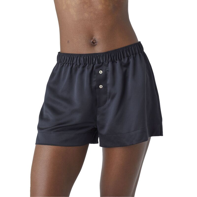 クープ レディース アンダーお召しもの ズボン下 繻子 CUUP The Boxer Short - Recycled Satin Black 黒いこと