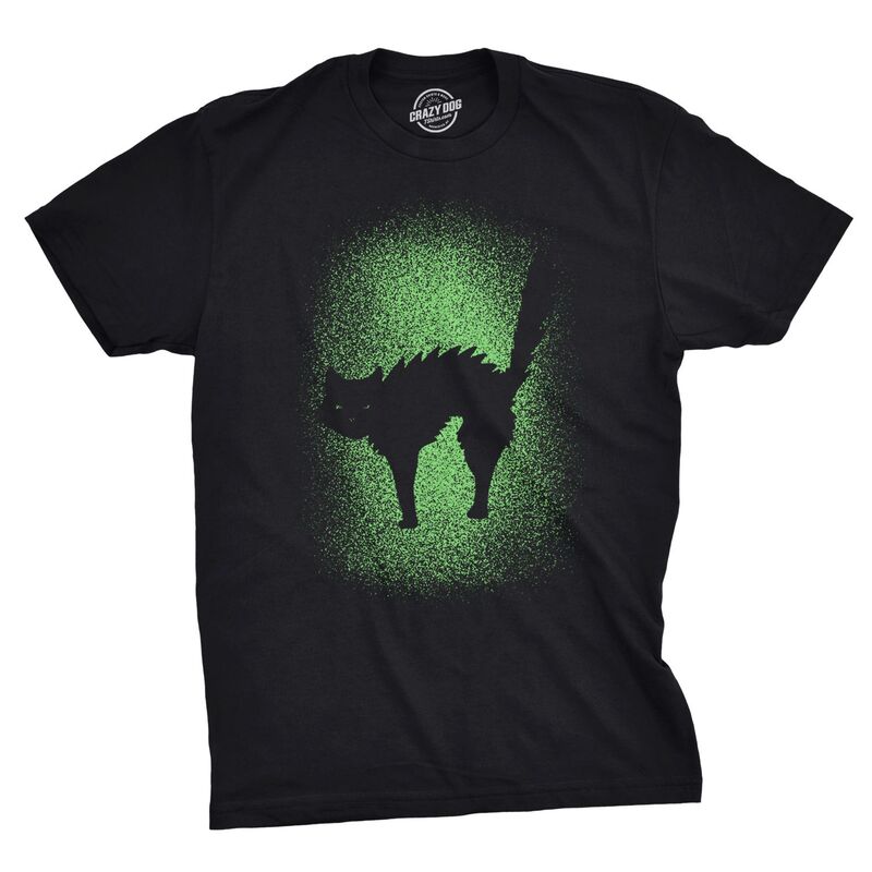 クレイジードッグ プルオーバー レディース トップス Crazy Dog T-Shirts Mens Glowing Cat Shirt Glow In The Dark Cool Halloween Pet Lover Tee Black 黒いこと