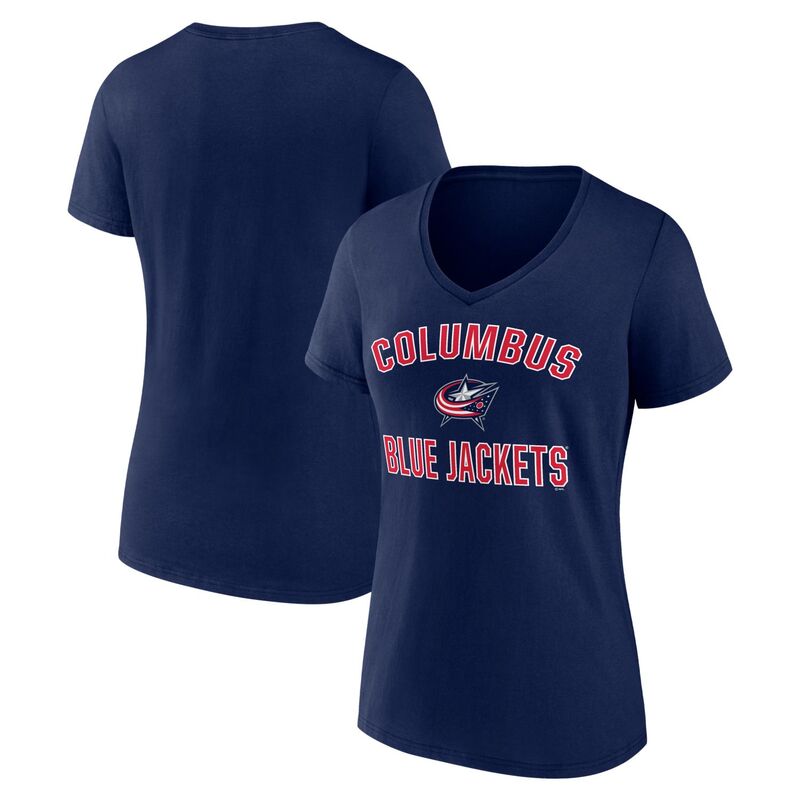 ロゴタイプアスレチック レディース トップス プルオーバー Vのど首 上衣 Women\u0027s Logo Athletic Navy Columbus Blue Jackets Arch Victory V-Neck T-Shirt Blj Navy 米国海軍