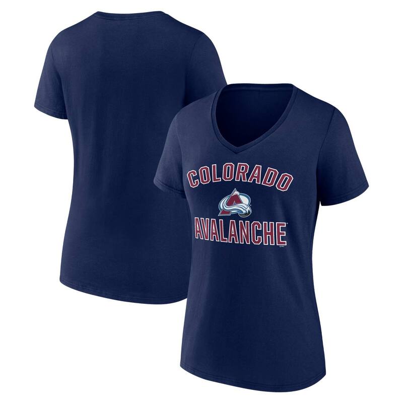 ロゴタイプアスレチック レディース トップス プルオーバー Vのど首 Women\u0027s Logo Athletic Navy Colorado Avalanche Arch Victory V-Neck T-Shirt Ava Navy 米国海軍
