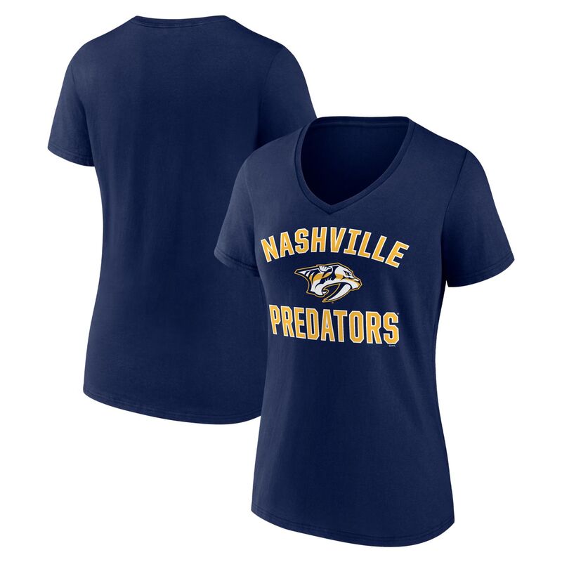 ロゴタイプアスレチック レディース トップス プルオーバー Vのど首 Women\u0027s Logo Athletic Navy Nashville Predators Arch Victory V-Neck T-Shirt Pdt Navy 米国海軍