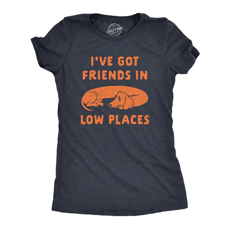 クレイジードッグ Tシャツ レディース トップス レース グラフィック Crazy Dog T-Shirts Womens Ive Got Friends In Low Places T Shirt Funny Wiener Dog Dachshund Graphic Tee Heather Navy ヘザー｜ReVida 店