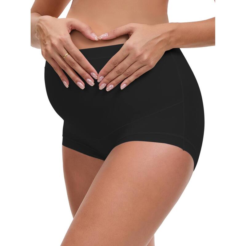インスパイア 今めかしい レディース アンダーお召しもの ズボン下 絹地 マタニティ INSPIRE CHIC Women\u0027s Full Coverage Maternity Underwear High Waisted Ice Silk Invisible Breathable Panties Black 黒いこと