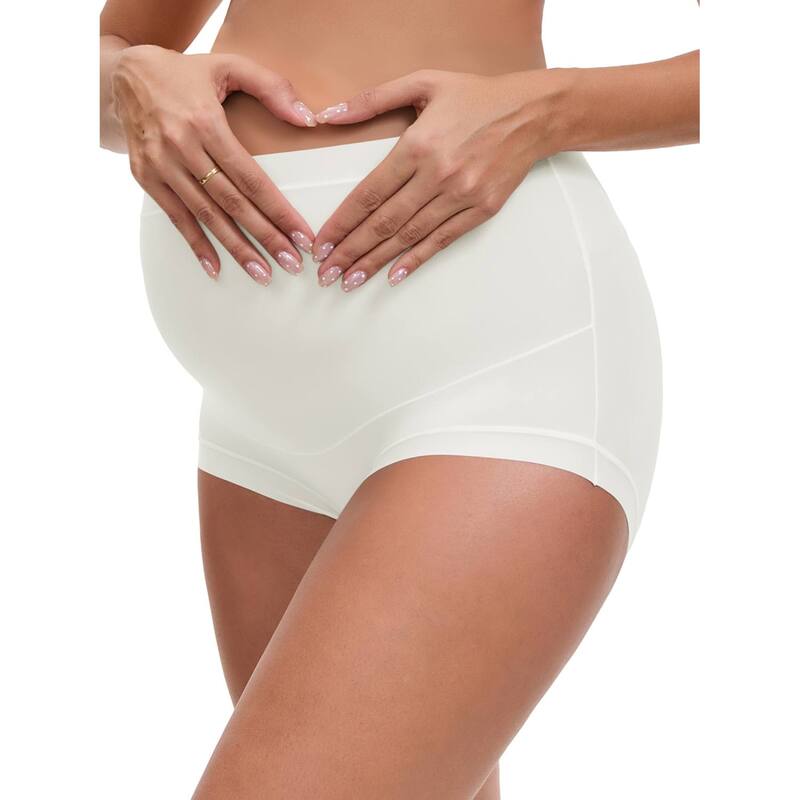 インスパイア 今めかしい レディース アンダーお召しもの ズボン下 絹地 マタニティ INSPIRE CHIC Women\u0027s Full Coverage Maternity Underwear High Waisted Ice Silk Invisible Breathable Panties White 白いこと