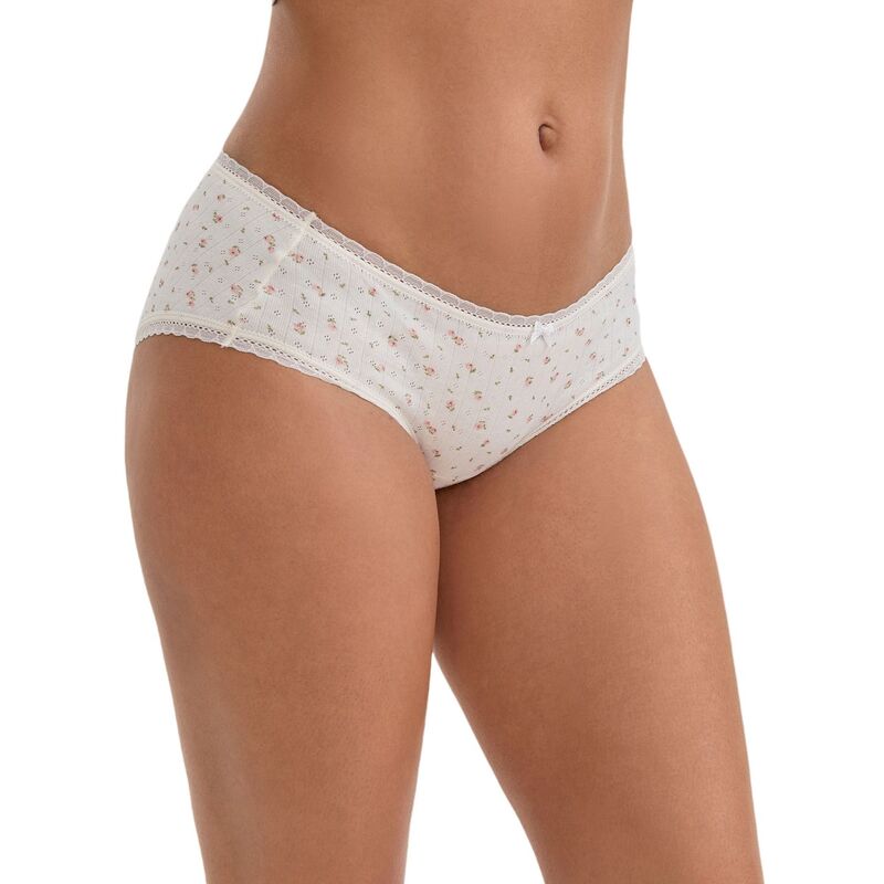 インスパイア 今めかしい レディース アンダーお召しもの ズボン下 刷り上げる 綿織物 INSPIRE CHIC Women\u0027s Flower Print Mid-Waisted Full Coverage Briefs Elastic Breathable Cotton Underwear Light Yellow 黄色