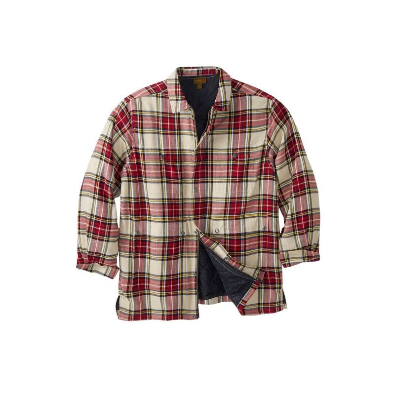 ボルダークリーク メンズ アウター ジャケット・ブルゾン トール シャツ Boulder Creek by KingSize Men's Big & Tall Flannel Full Zip Snap Closurenegade Shirt Jacket Khaki Plaid カーキ｜ReVida 店