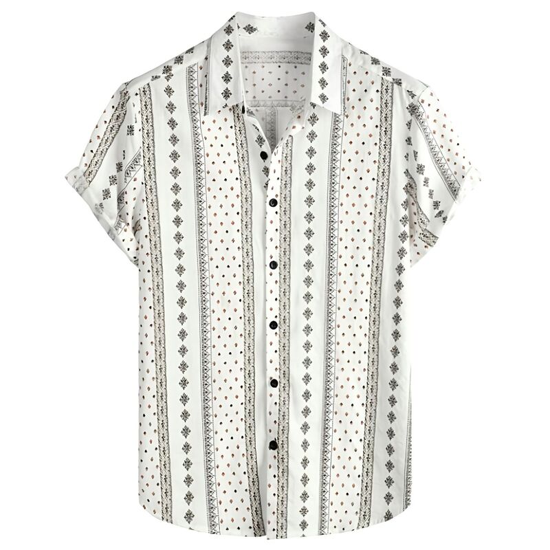 メガリテイラー メンズ トップス Tシャツ MegaRetailer Men's Hawaiian Shirt for Casual Wear White Black ホワイト｜ReVida 店