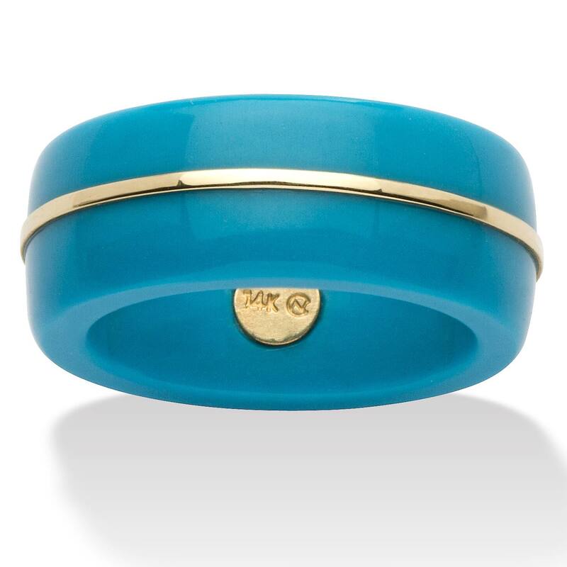 パームビーチジュエリー レディース アクセサリー リング PalmBeach Jewelry 14k Turquoise Gold Ring Band Blue ブルー｜ReVida 店