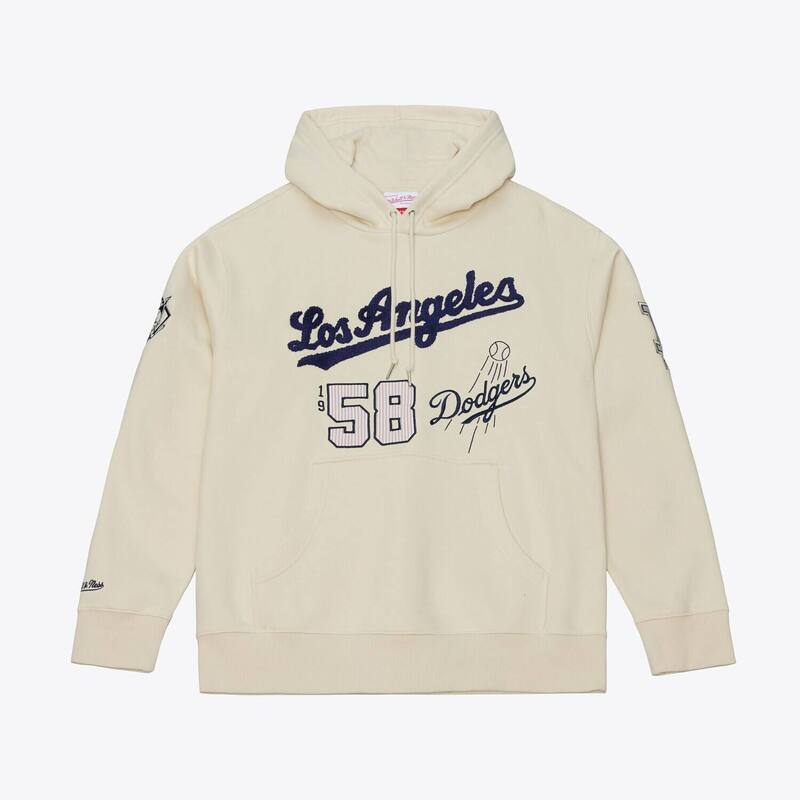 ミッチェル&ネス メンズ トップス Tシャツ フリース パーカー Men's Mitchell & Ness Cream Los Angeles Dodgers Yacht Rock Fleece Hoodie Lad Beige ベージュ｜ReVida 店