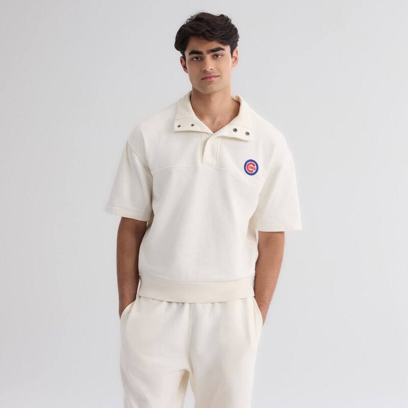 ファナティクス メンズ トップス Tシャツ モックネック Men's Fanatics Bisque Chicago Cubs Iconic Short Sleeve Mock Neck Pullover Cub White ホワイト｜ReVida 店