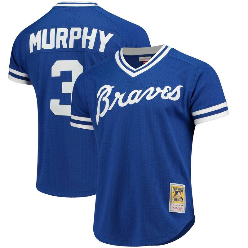ミッチェル&ネス メンズ トップス Tシャツ メッシュ ジャージー Men's Mitchell & Ness Dale Murphy Royal Atlanta Braves Cooperstown Mesh Batting Practice Jersey Brv Blue ブルー｜ReVida 店
