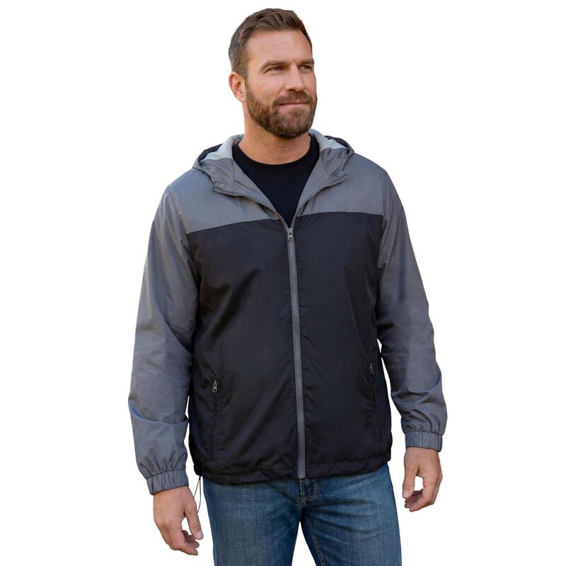 キングサイズ メンズ アウター ジャケット・ブルゾン トール ジャージー KingSize Men's Big & Tall Jersey-Lined Windbreaker Steel Colorblock|ReVida 店