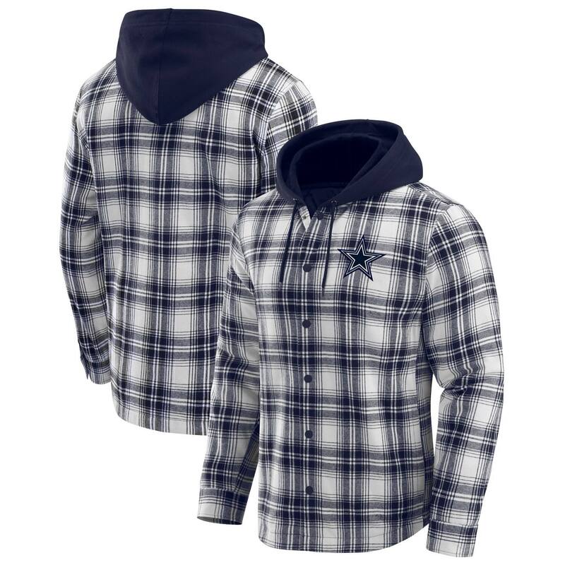 ダリウス・ラッカー コレクション バイ ファナティクス メンズ アウター ジャケット・ブルゾン キルティング Men's Darius Rucker Collection by Fanatics Navy Dallas Cowboys Plaid Flannel Quilted Full-Snap Hooded Shacket Cow Navy ネイビー｜ReVida 店