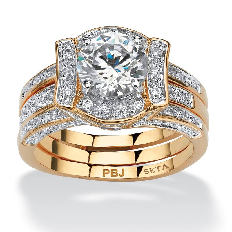 パームビーチジュエリー レディース アクセサリー リング ジャケット PalmBeach Jewelry 2.37 TCW Cubic Zirconia 2-Piece Jacket Bridal Set Gold ゴールド｜ReVida 店