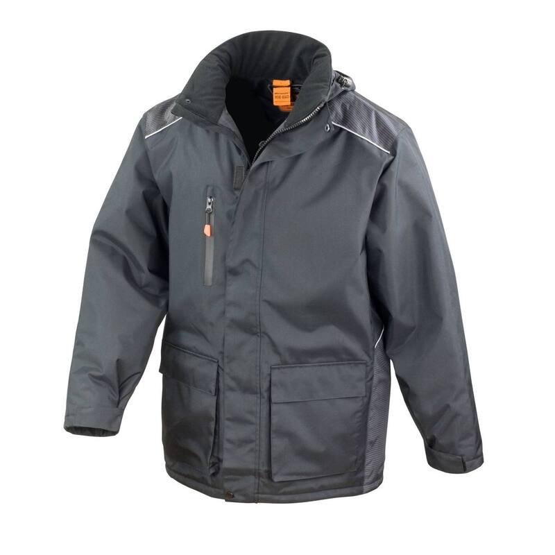リザルト メンズ アウター ジャケット・ブルゾン コート WORK-GUARD by Result Mens Vostex Long Length Coat Black ブラック|ReVida 店