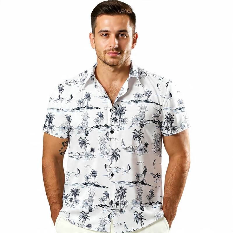 メガリテイラー メンズ トップス Tシャツ コットン MegaRetailer Men'short Sleeve Cotton Hawaiian Shirt White ホワイト｜ReVida 店