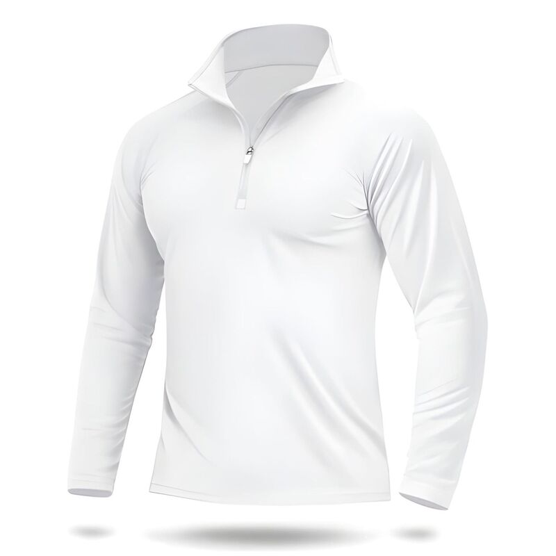 メガリテイラー メンズ トップス Tシャツ ハーフジップ MegaRetailer Lightweight SPF 50+ Quarter Zip Shirt White ホワイト｜ReVida 店