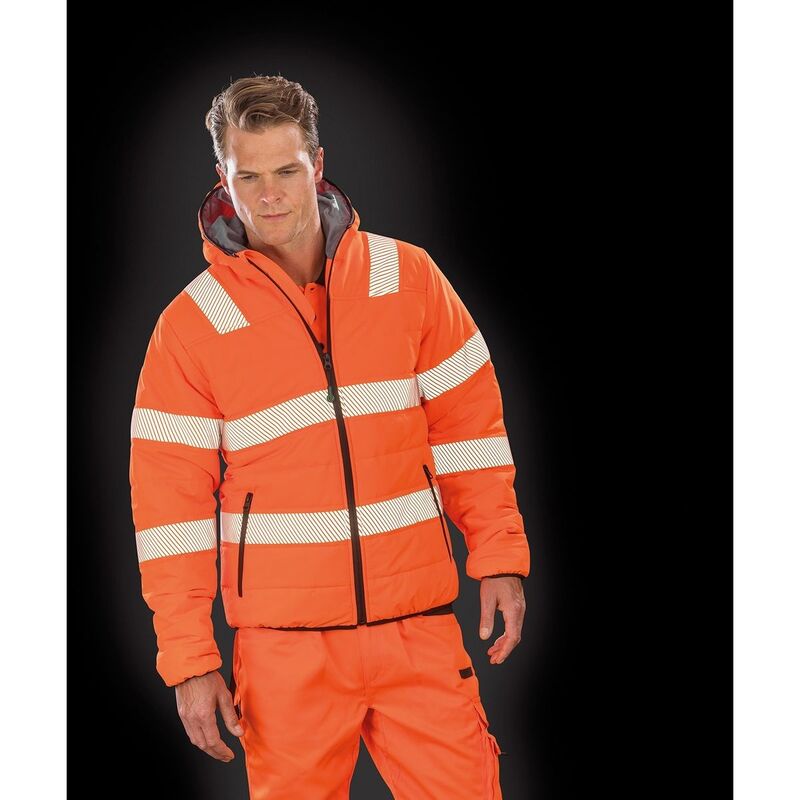 リザルト メンズ アウター ジャケット・ブルゾン Result Genuine Mens Ripstop Safety Padded Jacket Fluorescent Orange オレンジ|ReVida 店