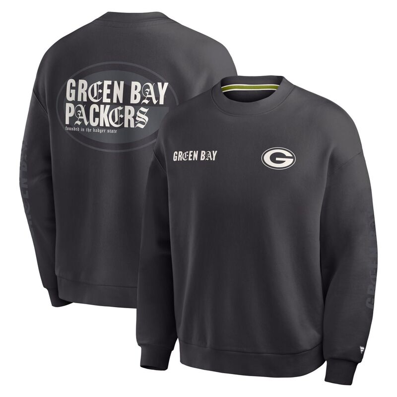 ファナティクス メンズ トップス Tシャツ スウェット Men's Fanatics Charcoal Green Bay Packers Oversized Type Play Multi Sweatshirt Pkr Charco チャコール｜ReVida 店