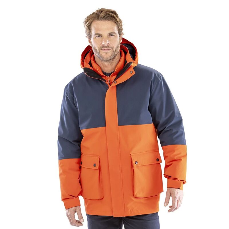 リザルト メンズ アウター ジャケット・ブルゾン Result Mens 3 in 1 Ripstopadded Jacket Navy And Orange ネイビー｜ReVida 店