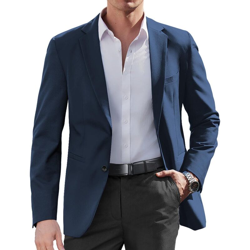 クーファンディ メンズ アウター ジャケット・ブルゾン レギュラーフィット コート ブレザー COOFANDY Mens Casual Sports Coat Regular Fit Lightweight Blazer Jacket Single Breasted Suit Coat Navy Blue ネイビー|ReVida 店