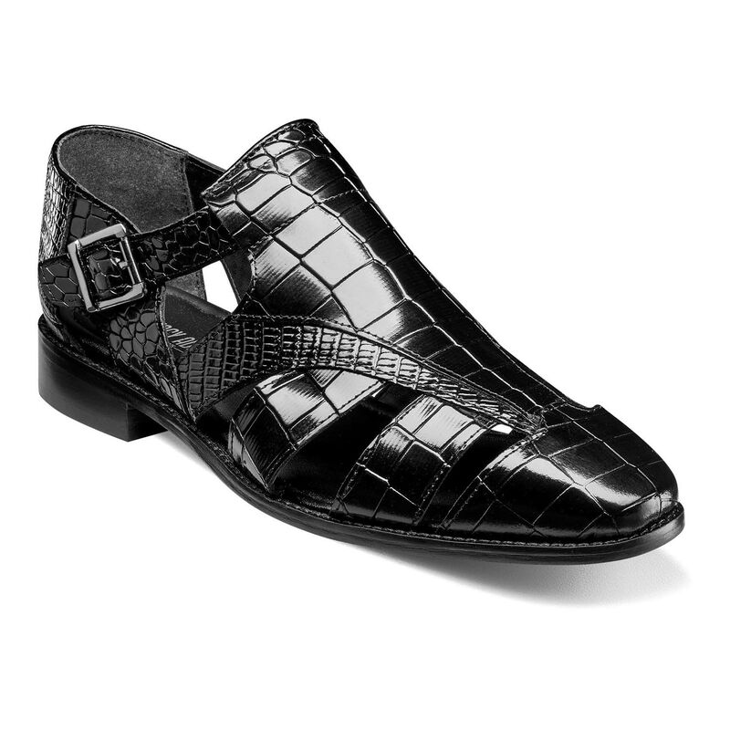 ステイシーアダムス メンズ シューズ サンダル レザー Stacy Adams Calandro Men's Leather Dressandals Black ブラック｜ReVida 店