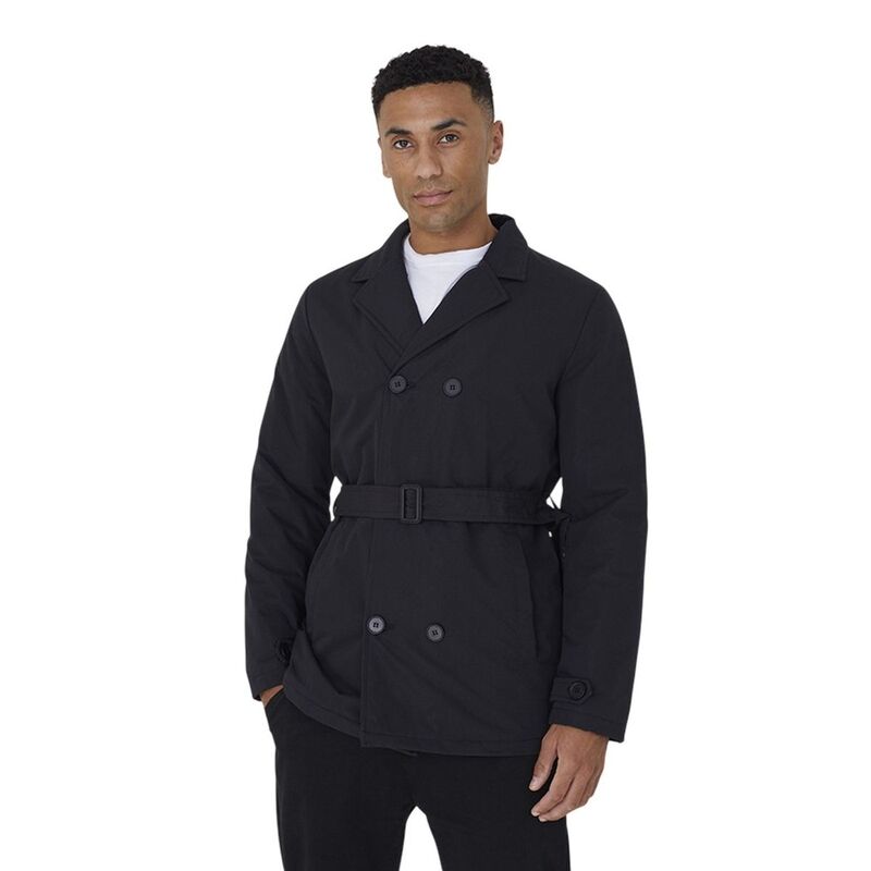 ブレーブソウル メンズ アウター ジャケット・ブルゾン コート Brave Soul Mens Paddedouble-Breasted Trench Coat Black ブラック｜ReVida 店