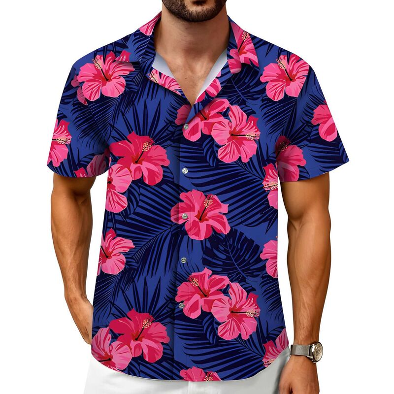 メガリテイラー メンズ トップス Tシャツ フラワー柄 フラワー MegaRetailer Men'summer Floral Shirt Flower Purple パープル|ReVida 店