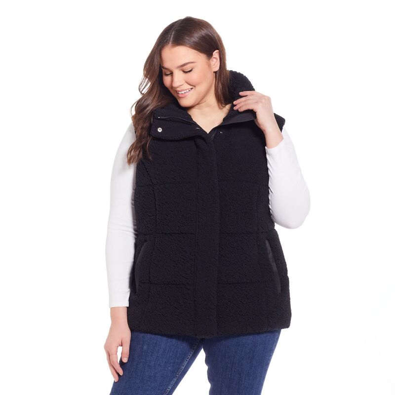 ウェザーキャスト レディース アウター ジャケット・ブルゾン プラスサイズ ベスト Plusize Weathercast Sherpa Puffer Vest Black ブラック|ReVida 店