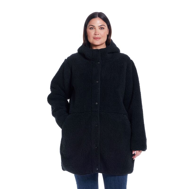ウェザーキャスト レディース アウター ジャケット・ブルゾン プラスサイズ フリース Plusize Weathercast Hooded Sherpa Fleece Jacket Black ブラック|ReVida 店