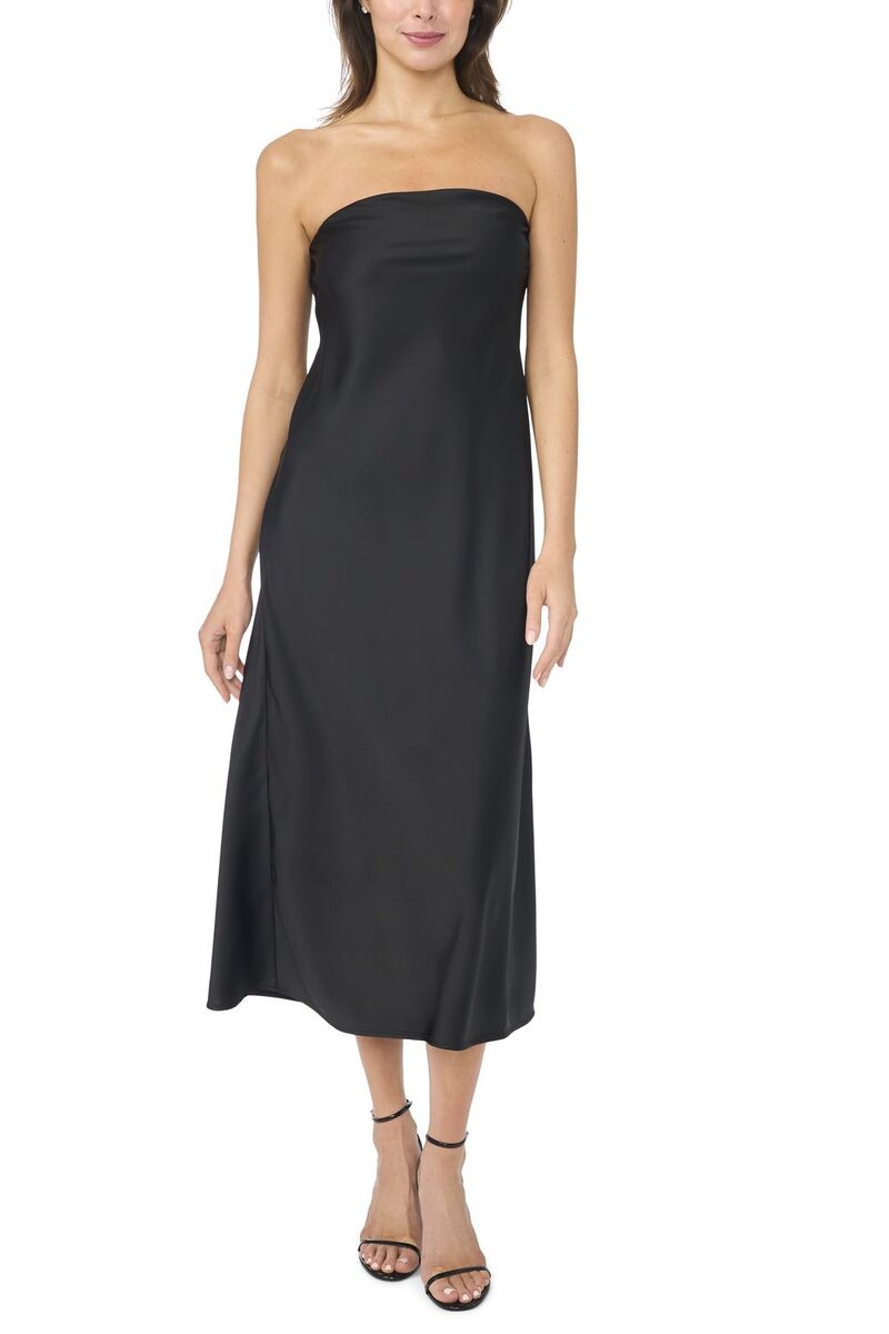 ミスク レディース トップス ワンピース サテン ストラップレス Women's MSK Satin Strapless Dress Black ブラック|ReVida 店