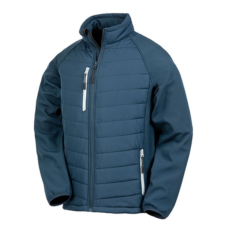 リザルト メンズ アウター ジャケット・ブルゾン Result Mens Black Compass Padded Soft Shell Jacket Navy And Gray グレー｜ReVida 店