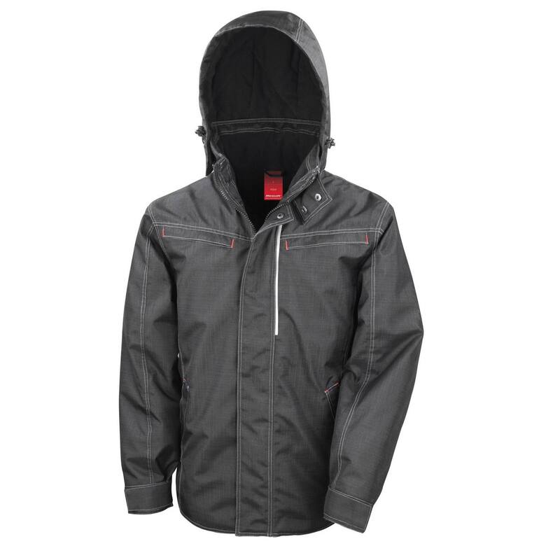 リザルト メンズ アウター ジャケット・ブルゾン デニム WORK-GUARD by Result Unisex Adultexturedenim Jacket Black ブラック|ReVida 店