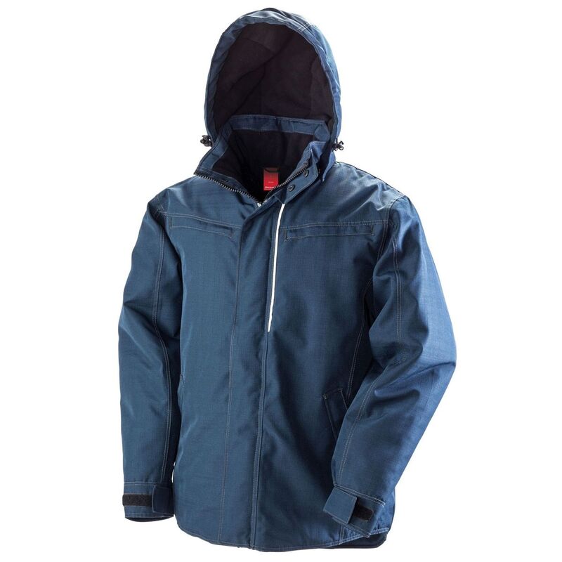 リザルト メンズ アウター ジャケット・ブルゾン デニム WORK-GUARD by Result Unisex Adultexturedenim Jacket Navy Blue ネイビー|ReVida 店