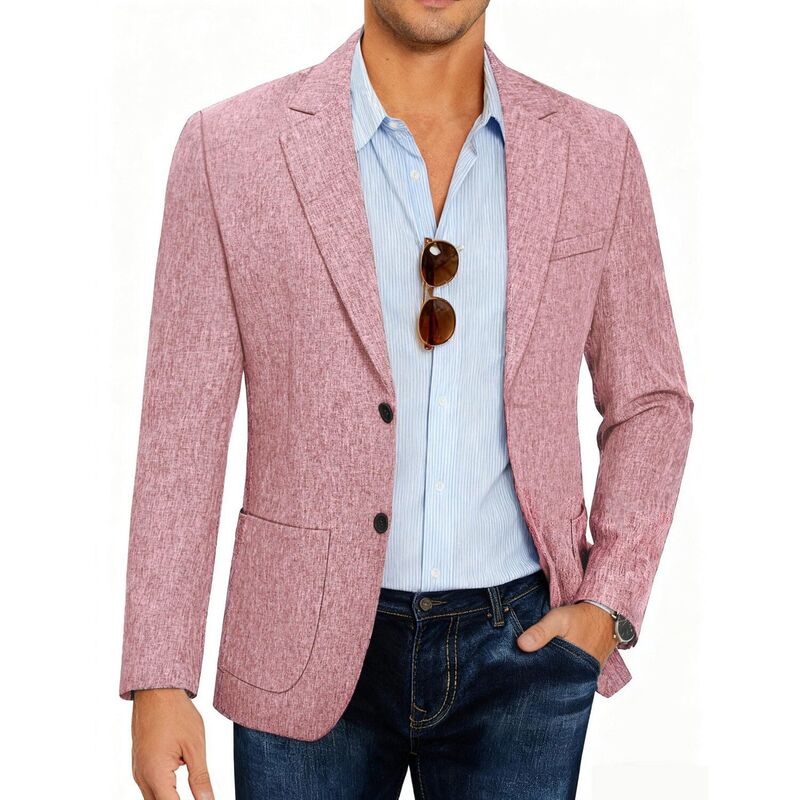 クーファンディ メンズ アウター ジャケット・ブルゾン レギュラーフィット コート ブレザー リネン COOFANDY Men Linen Summer Blazer Stylish Regular Fit Linen Sportcoat Business Work Suit Jacket Brick Red レッド｜ReVida 店