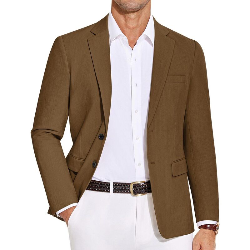 クーファンディ メンズ アウター ジャケット・ブルゾン スリムフィット コート ブレザー COOFANDY Men' Casual Blazer Lightweight Slim Fit Suit Jacketwo Button Businessport Coats Light Brown ブラウン｜ReVida 店