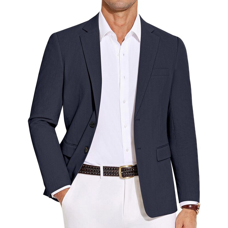 クーファンディ メンズ アウター ジャケット・ブルゾン スリムフィット コート ブレザー COOFANDY Men' Casual Blazer Lightweight Slim Fit Suit Jacketwo Button Businessport Coats Navy Blue ネイビー｜ReVida 店 16,906円