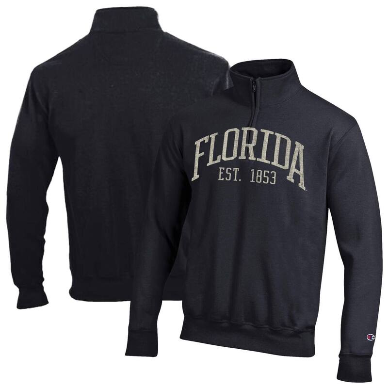 チャンピオン メンズ トップス Tシャツ Men's Champion Black Florida Gators Powerblend Quarter-Zipullover Fld Black ブラック｜ReVida 店