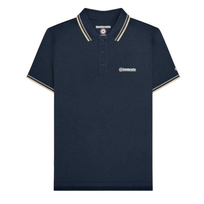 ランブレッタ メンズ トップス Tシャツ ポロシャツ Lambretta Mens Tipped Polo Shirt Navy And Cinder ネイビー｜ReVida 店