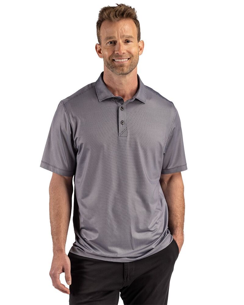 カッターアンドバック メンズ トップス Tシャツ ポロシャツ プリント Cutter & Buck Pike Recycled Lattice Print Mens Polo Black ブラック｜ReVida 店