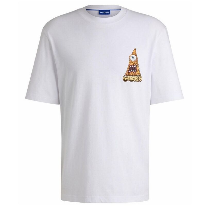 ヒューゴボス メンズ トップス Tシャツ Hugo Boss Mens Nizzerio Pizza T-Shirt White ホワイト｜ReVida 店