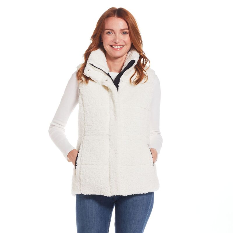ウェザーキャスト レディース アウター ジャケット・ブルゾン ベスト Women's Weathercast Sherpa Puffer Vest Cream Black クリーム|ReVida 店