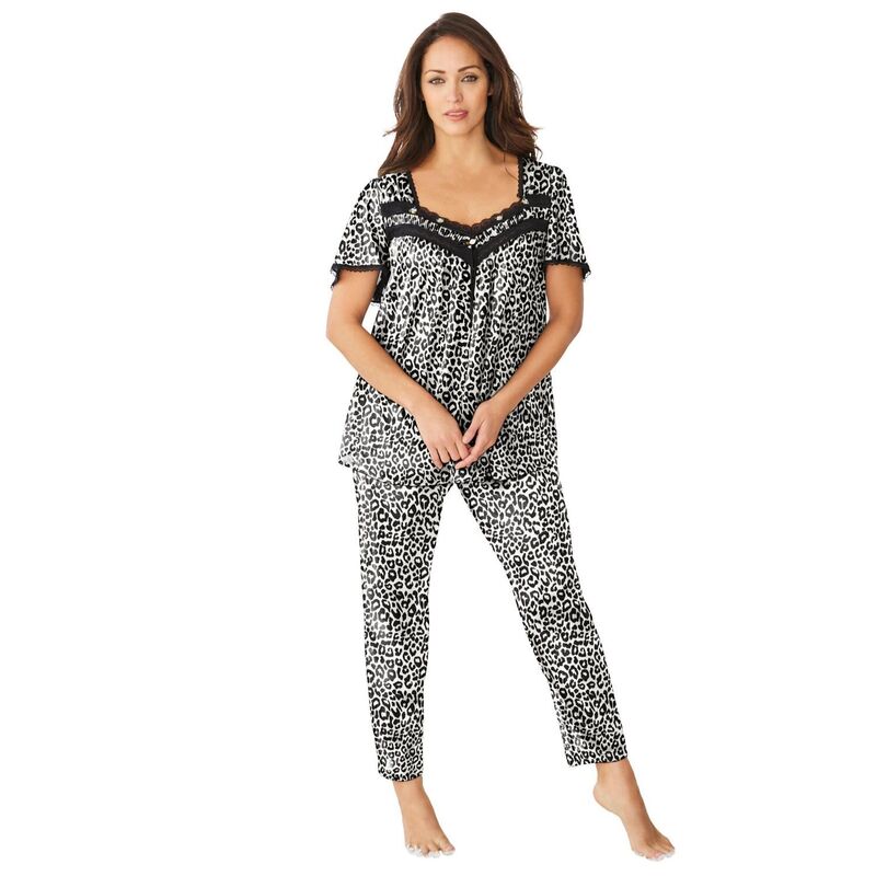 オンリーネセシティーズ レディース アンダーウェア ナイトウェア プラスサイズ シルク Only Necessities Plusize Silky 2-Piece PJ Set Neutral Animal アニマル｜ReVida 店
